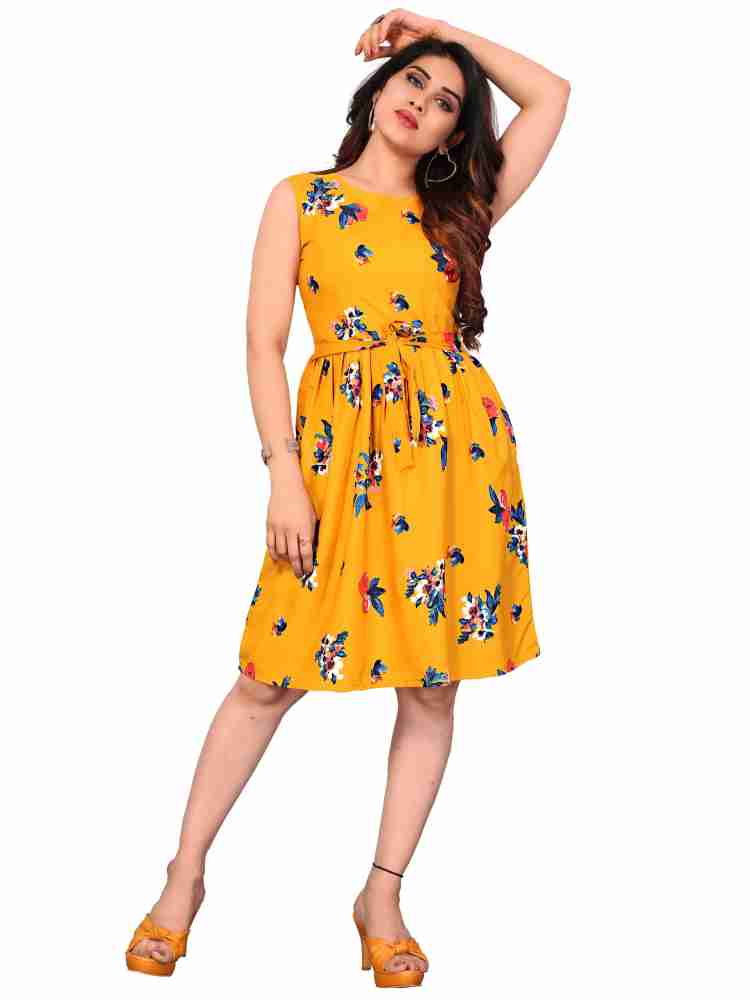 One piece dress on sale in yellow colour