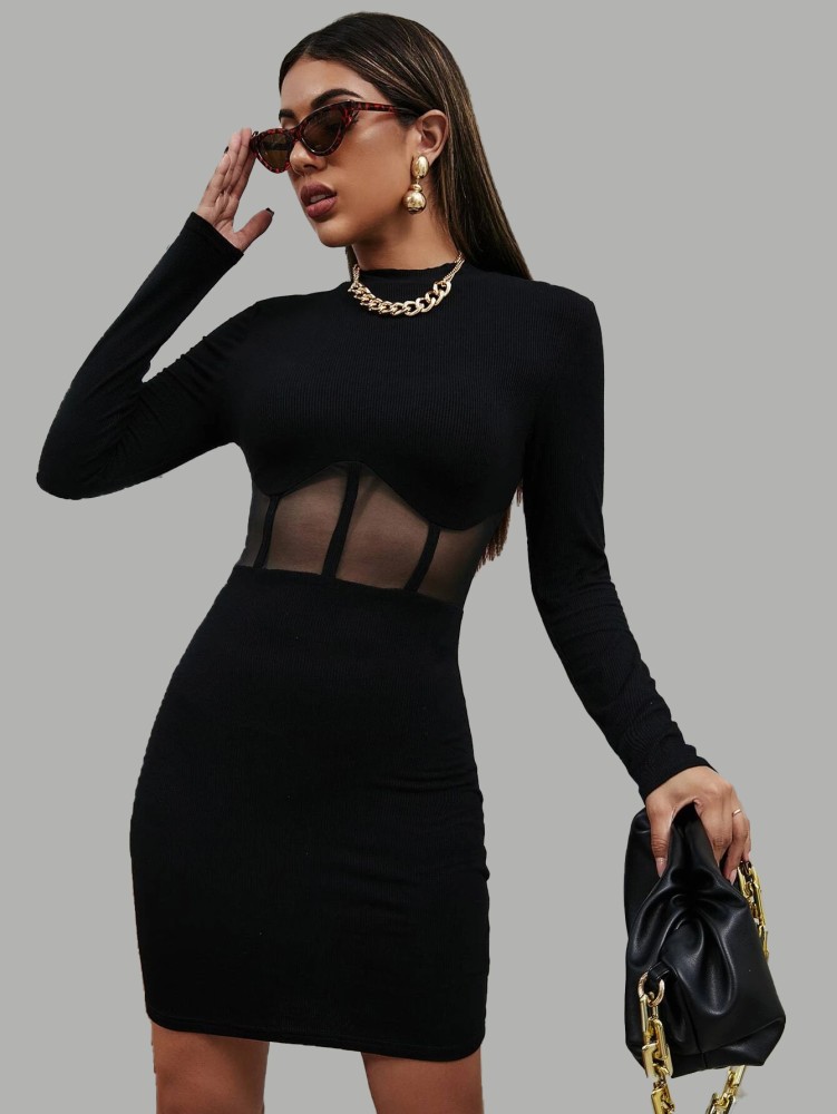 SYYNCRO Women Bodycon Black Dress - Buy SYYNCRO Women Bodycon Black Dress  Online at Best Prices in India