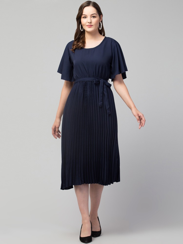 RANGEFASHION Women Fit and Flare Blue Dress - Buy RANGEFASHION Women Fit  and Flare Blue Dress Online at Best Prices in India