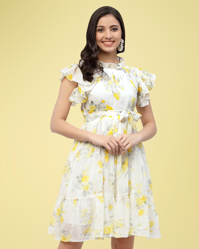 Yellow floral sale dress online india