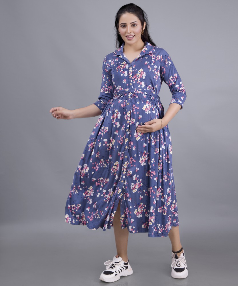 mamma s maternity Women A line Blue Dress Buy mamma s maternity Women A line Blue Dress Online at Best Prices in India Flipkart