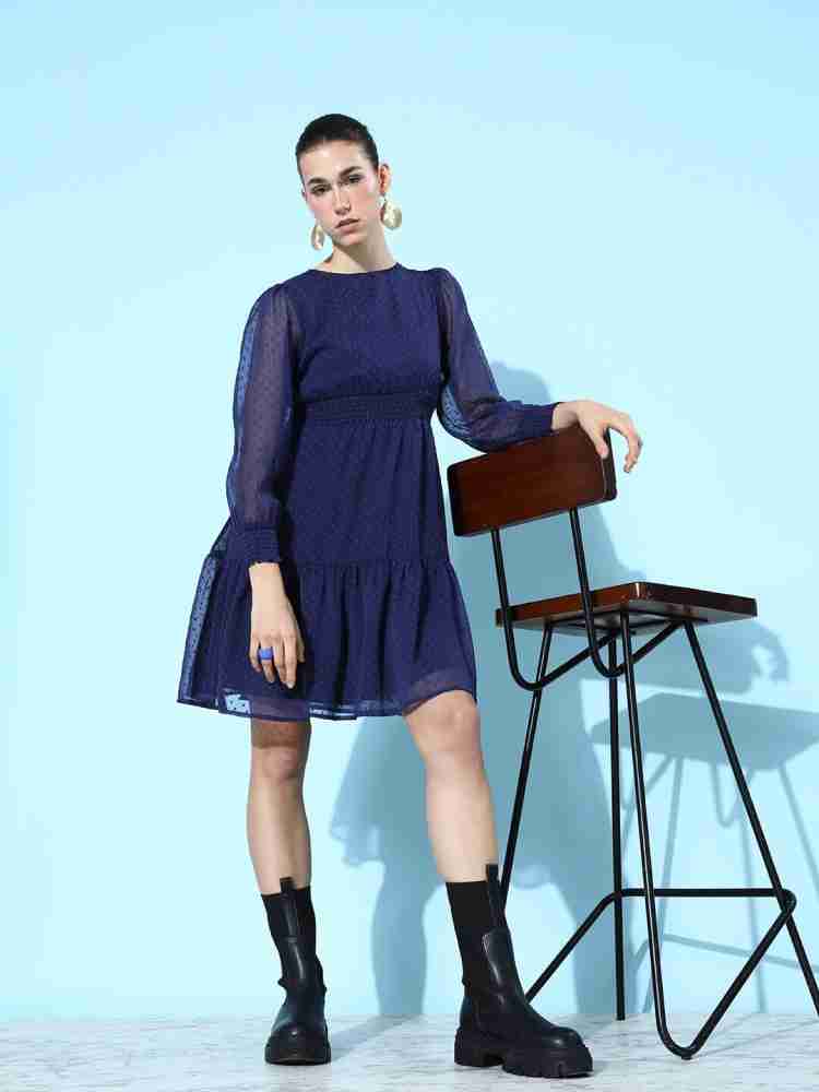 Dressberry By Lifestyle Navy Blue Tops - Buy Dressberry By Lifestyle Navy  Blue Tops online in India