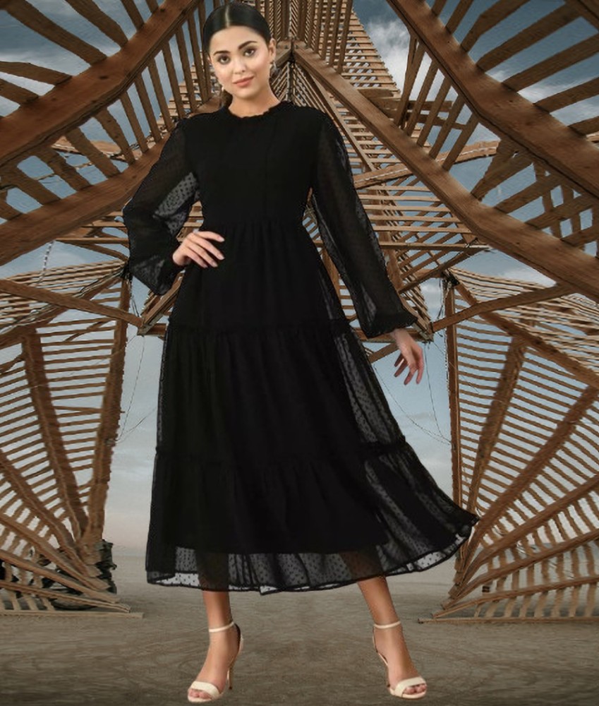 Black fashion maxi dress flipkart