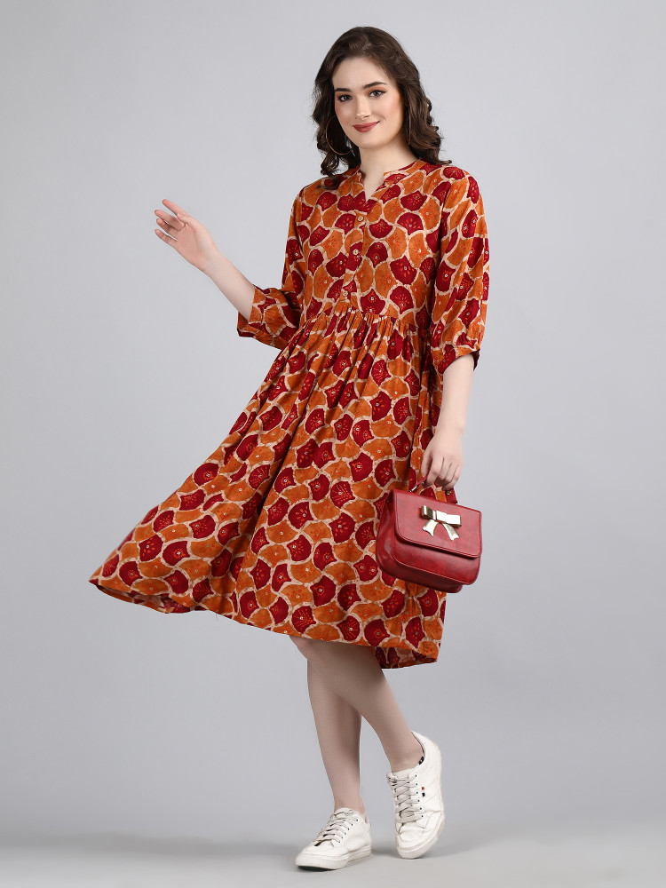 Orange maroon deals dress