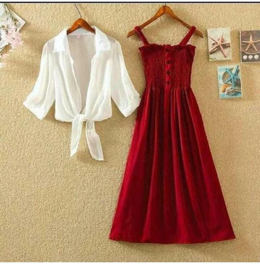 Red and white one piece sales dress