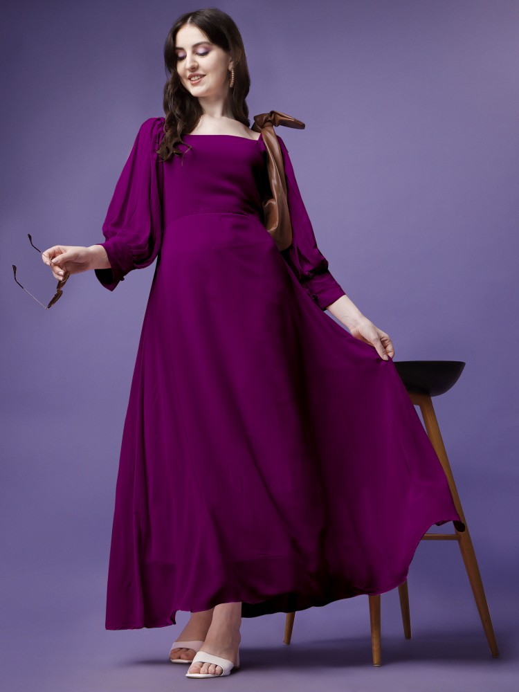 Purple plain dress hotsell