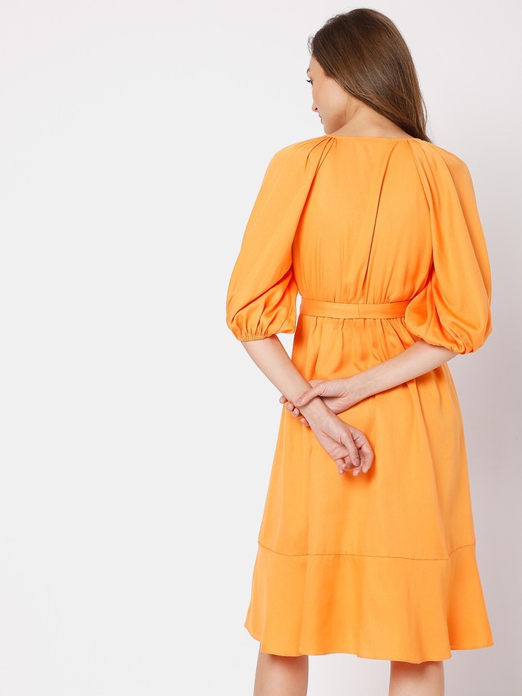 Orange vinyl dress fashion