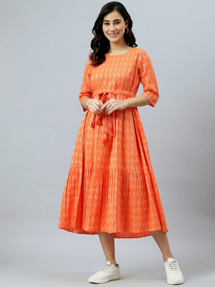 orange colour frock