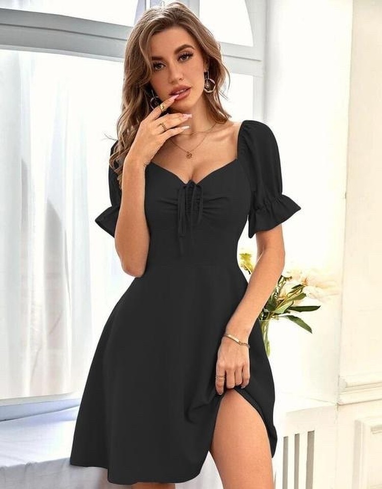 KOKVAROSTA Women Fit and Flare Black Dress Buy KOKVAROSTA Women Fit and Flare Black Dress Online at Best Prices in India Flipkart