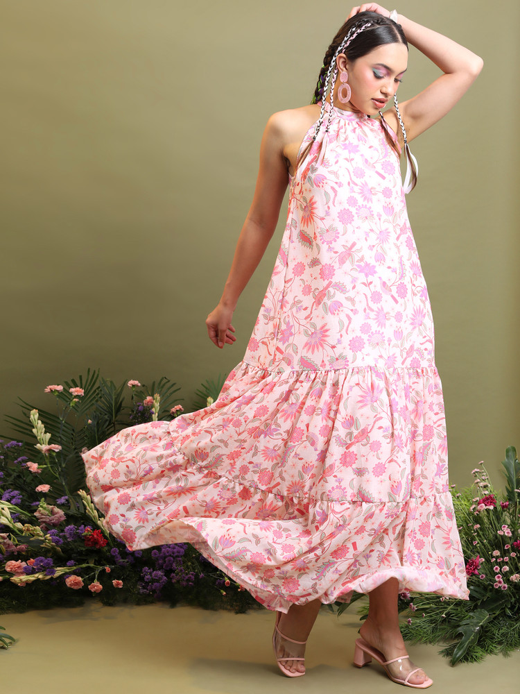 Vishudh Women Maxi Pink White Dress Buy Vishudh Women Maxi Pink White Dress Online at Best Prices in India Flipkart