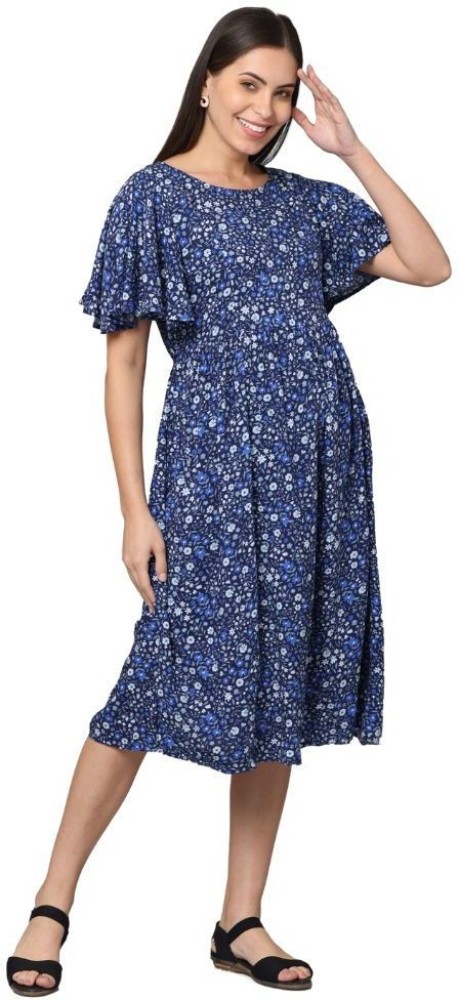MORPH maternity Women A-line Blue Dress - Buy MORPH maternity Women A-line  Blue Dress Online at Best Prices in India