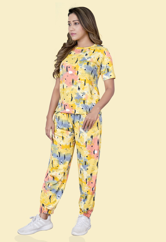 Baba Women Self Design Yellow Night Suit Set Price in India Buy