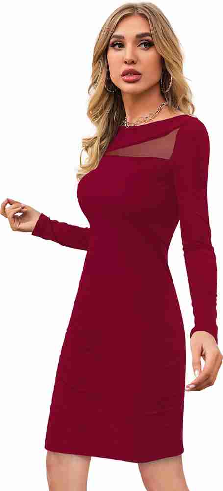 Short tight maroon on sale dress