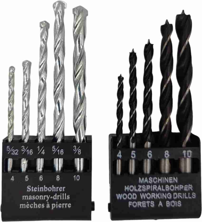 Tulsway Heavy Duty 5 pcs Masonary Drill and 5 pcs Wood Drill Bit