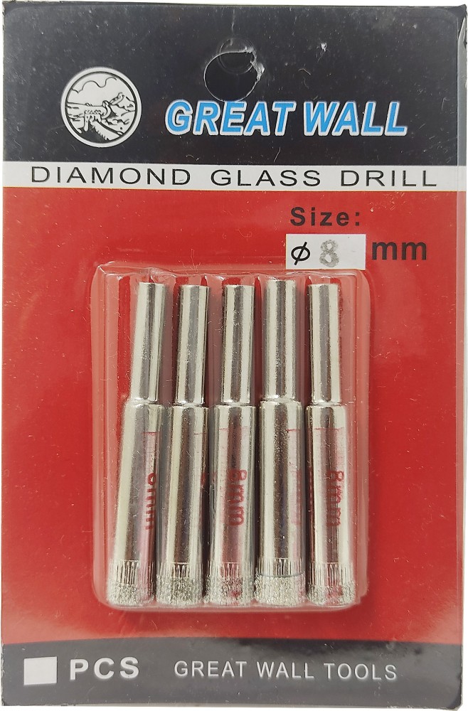 EXCEL IMPEX Diamond Glass Drill Bit 8mm Set of 5 Hole Saw Cutter