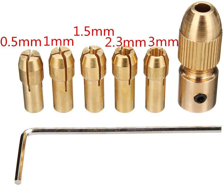 Inditrust New 2mm Shank Metal Drill Chuck Collet Bits 7pc Rotary tools Size 0.5mm 1mm 1.5mm 2.3mm 3mm Price in India Buy Inditrust New 2mm Shank Metal Drill Chuck Collet Bits