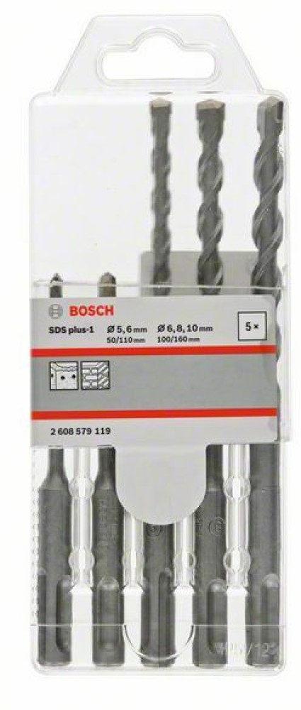 BOSCH 2608579119 SDSplus hammer drill bit set 5 6 6 8 10 Pack of