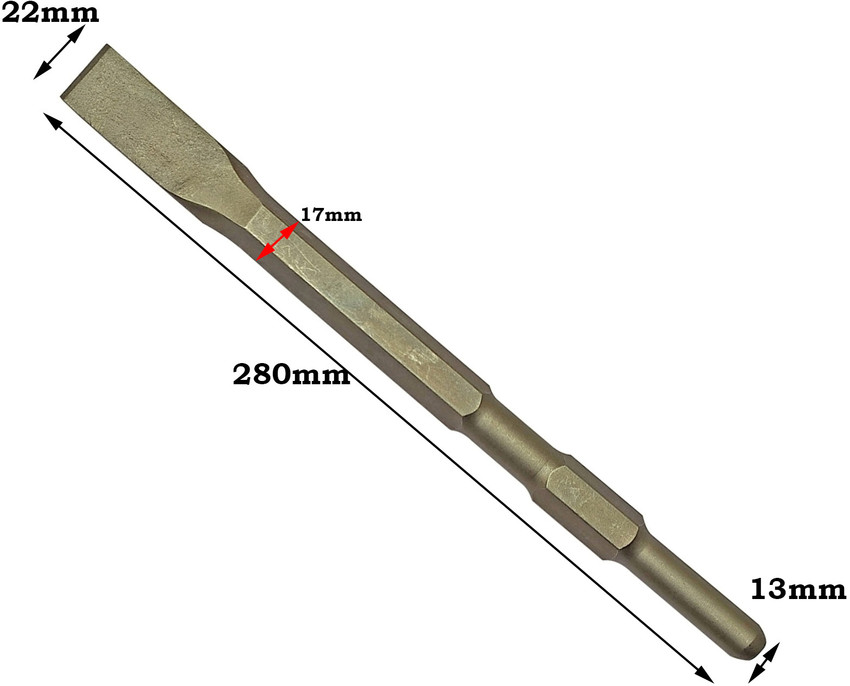 DUMDAAR Demolition Hammer Bit 1pc Flit and 1pc Point 17x280 Pack