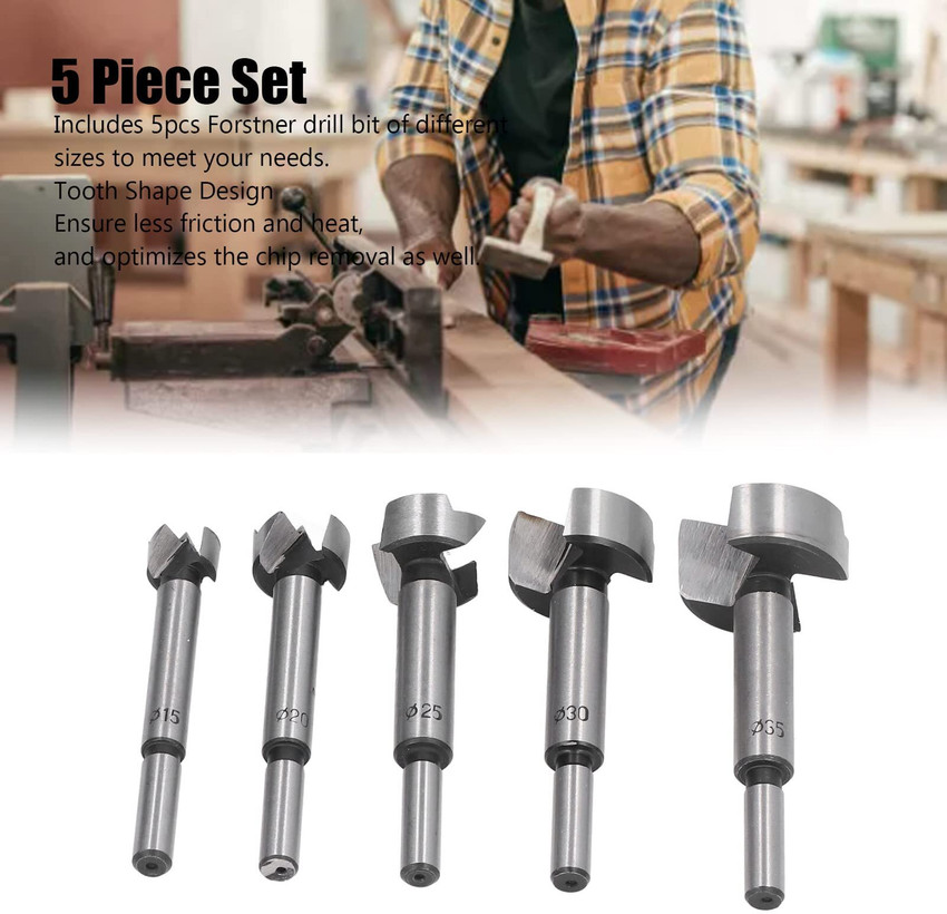 A S TOOLSHOP Forstner Drill Bit Set 5Pcs Professional High Speed