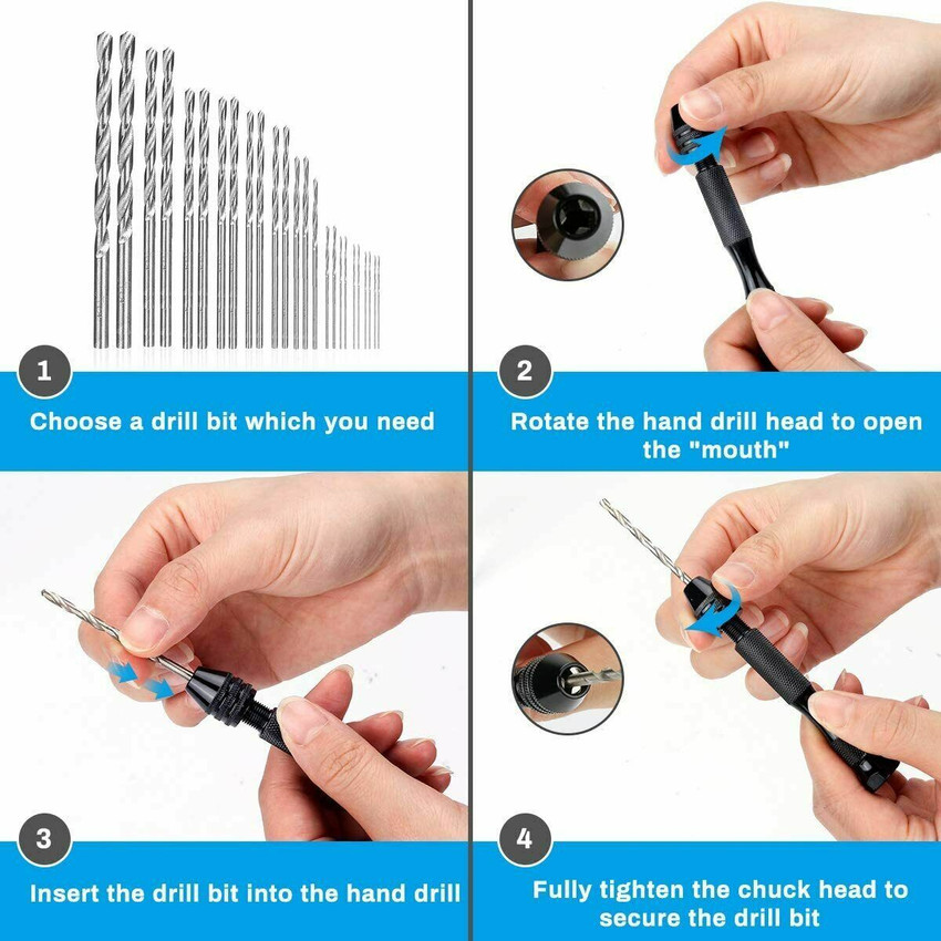 25 pcs precision pin vise hobby drill mini micro hand twist drill bits set sales