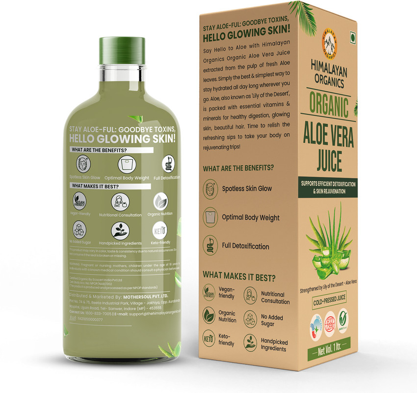 Himalayan Organics Organic Aloe Vera Juice Natural Cold Pressed Juice For Skin Care