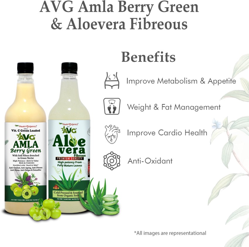 AVG Health Organics Amla and Aloevera Juice Sugar free Aids weight loss 1000 ml each Price in India Buy AVG Health Organics Amla and Aloevera Juice Sugar free Aids weight loss