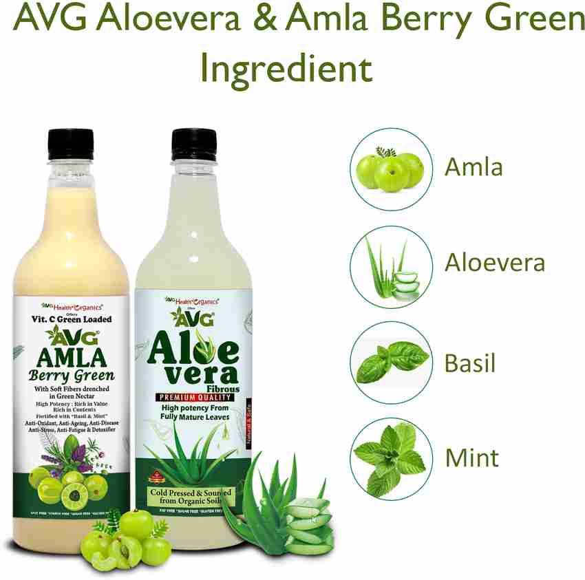 AVG Health Organics Amla and Aloevera Juice Sugar free Aids weight loss 1000 ml each Price in India Buy AVG Health Organics Amla and Aloevera Juice Sugar free Aids weight loss