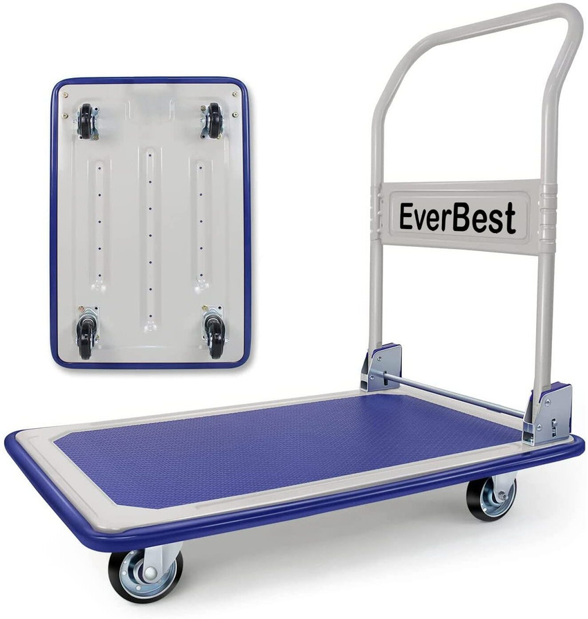 EverBest 150Kg Portable Folding Metal Cart with 360 Rotating Wheels Material Handling Platform Trolley Price in India Buy EverBest 150Kg Portable Folding Metal Cart with 360 Rotating Wheels Material H...