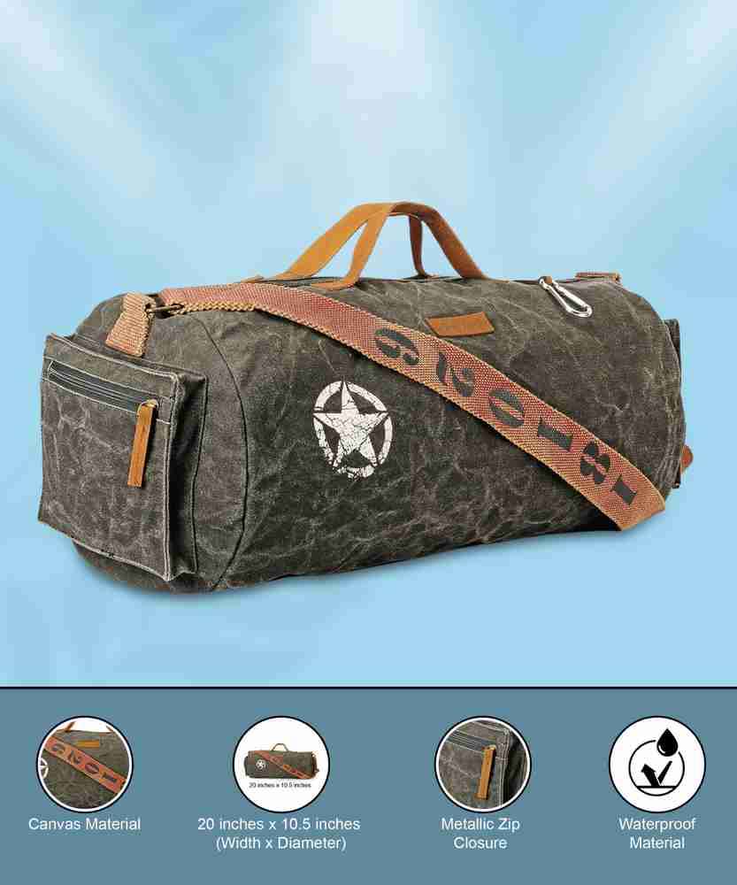 The House of Tara 20 inch 50 cm Distress Finish Canvas Duffle Gym Bag Duffel Without Wheels Black Price in India Flipkart