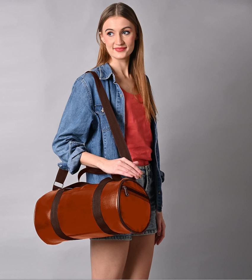 COOL INDIANS Leather Gym Bag Duffel Bag with Shoulder Strap for Men Women 20L capacity Gym Duffel Bag Tan Price in India Flipkart