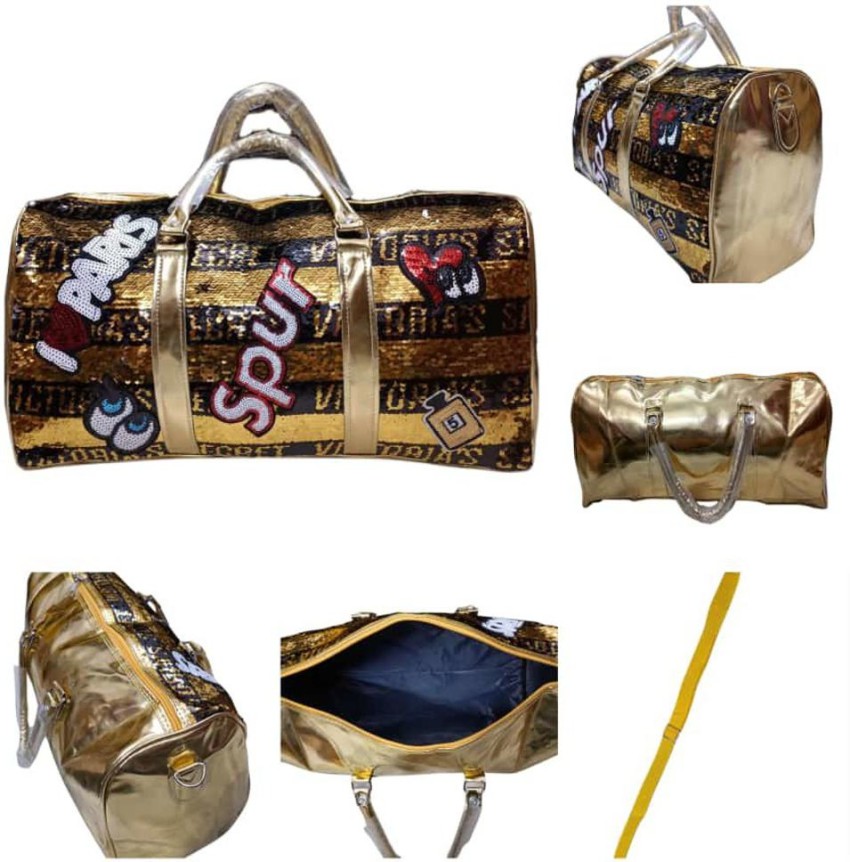 NEUF MART Stylish Sequin Big size Duffle Bag Golden glittering use it for  travel gym Duffel Without Wheels golden  Price in India  Flipkartcom