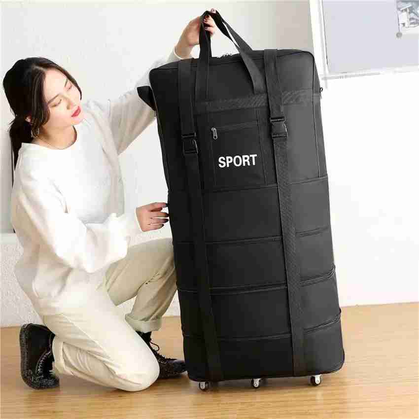 Folding travel bag with wheels outlet