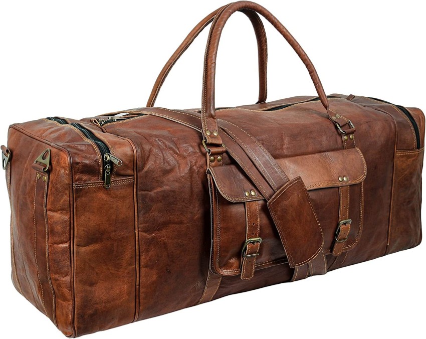 Leather Duffle Bag, Men's Genuine Overnight Travel