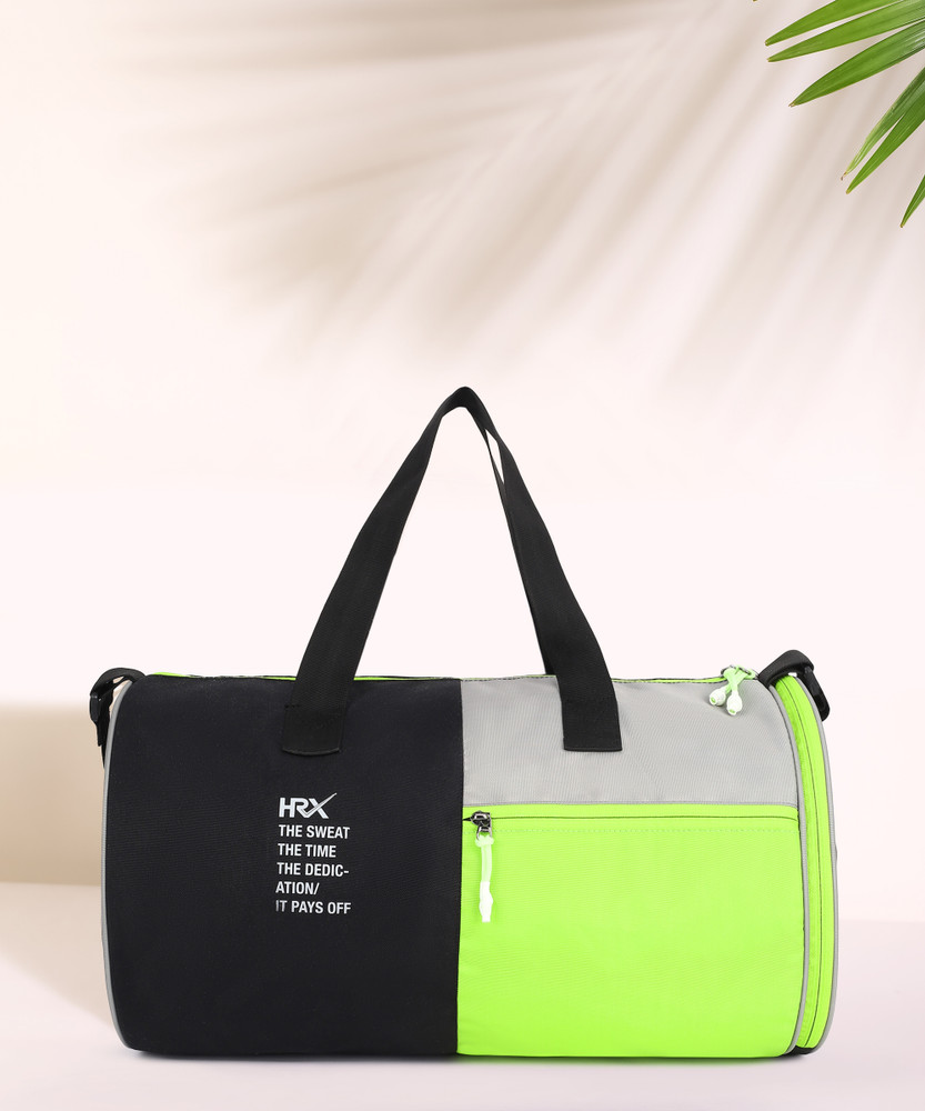 HRX by Hrithik Roshan travel duffle luggage bag gym sports bag for men women with shoe compartment Gym Duffel Bag GREEN BLACK GREY Price in India Flipkart