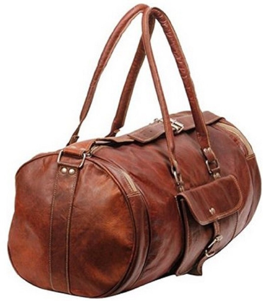 RSN Round Leather Duffle Bag Duffel Without Wheels Brown Price in India Flipkart