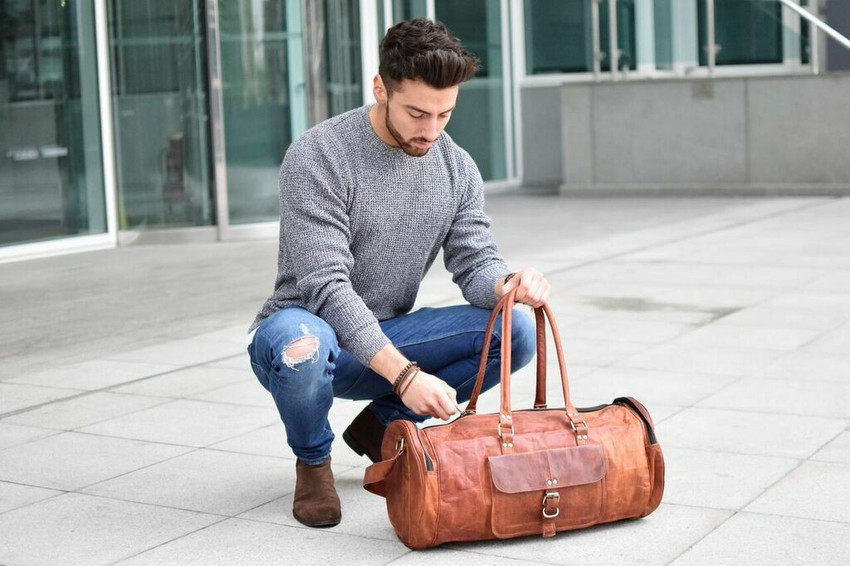 30 inch leather duffle discount bag