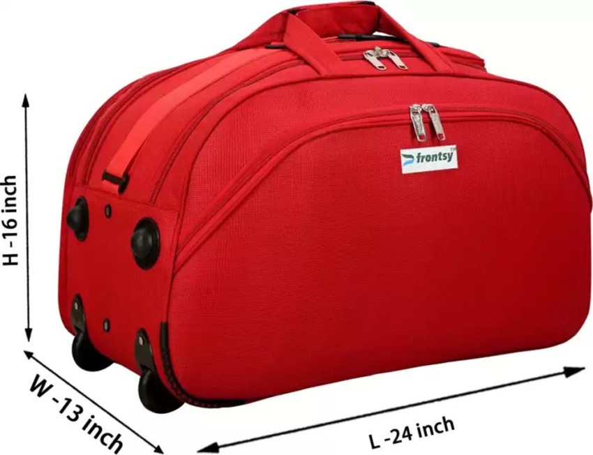 Maroon Rexine Luggage Duffle Trolley Bag, Size: 55 X 27 X 30 Cm