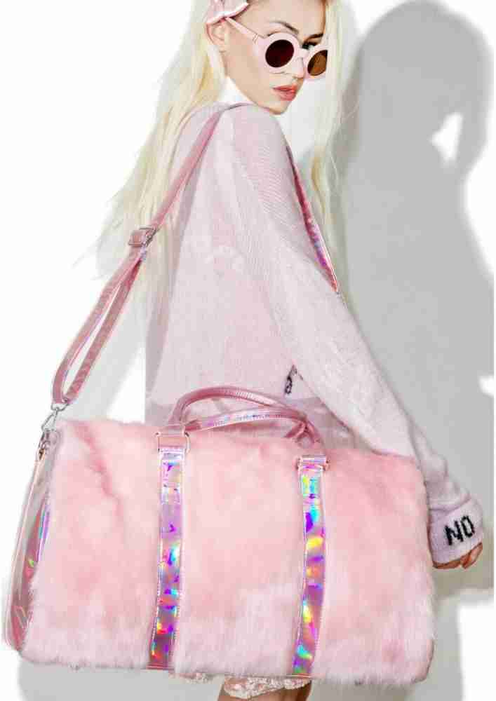 Pink fuzzy hotsell duffle bag