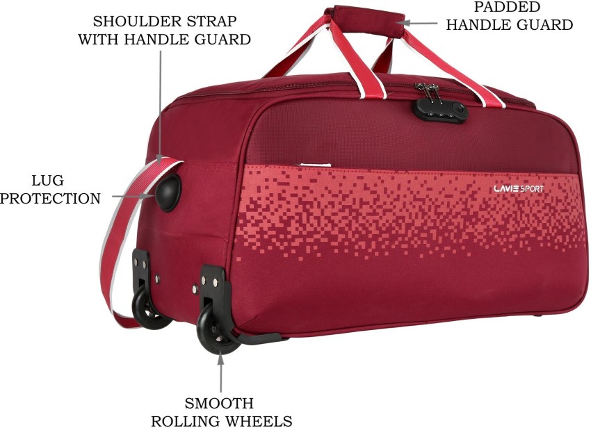 Lavie Sport Cabin Size 56 Litre Pixel Wheel Duffle Travel Bag| Luggage Bag | 2 Wheel Travel Duffle Bag Black