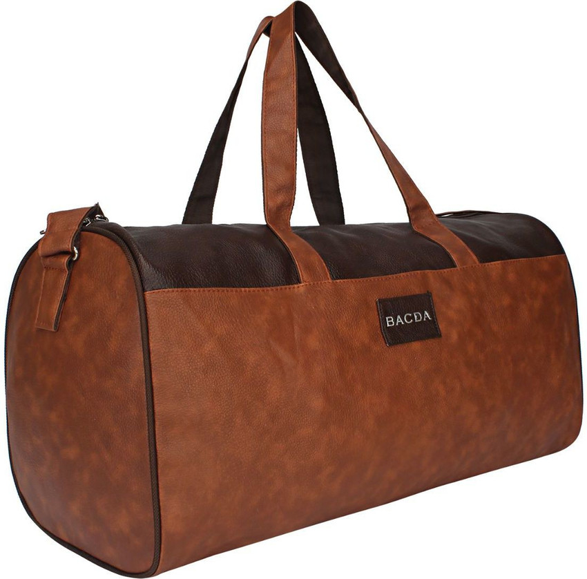 BACDA Expandable Unisex PU leather Duffel Bag Sports bag 28L Travelling bag Gym Duffel Bag Brown Price in India Flipkart