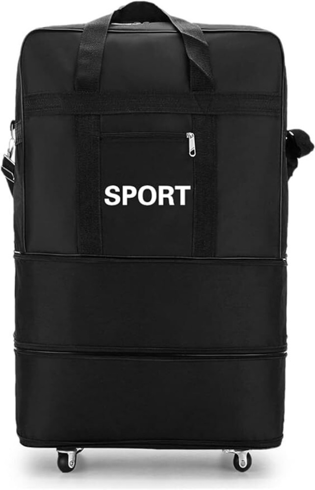 JD FRESH Expandable 2layer Travel Luggage Expandable Foldable Duffle Trolley Bag with Wheels Duffel With Wheels Strolley BLACK Price in India Flipkart