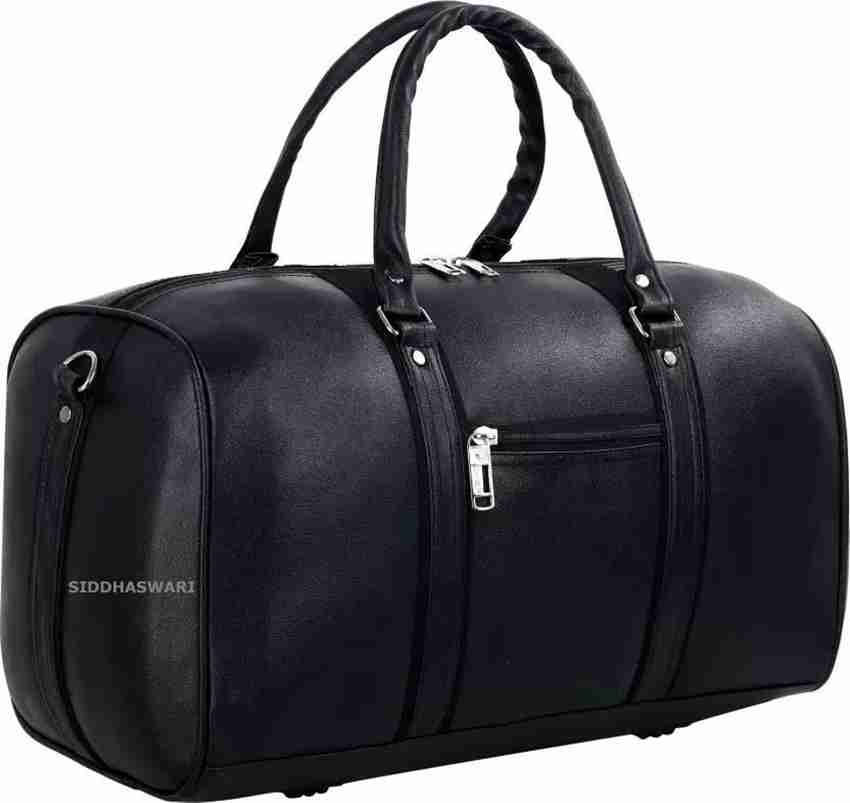 Duffle bag leather black deals