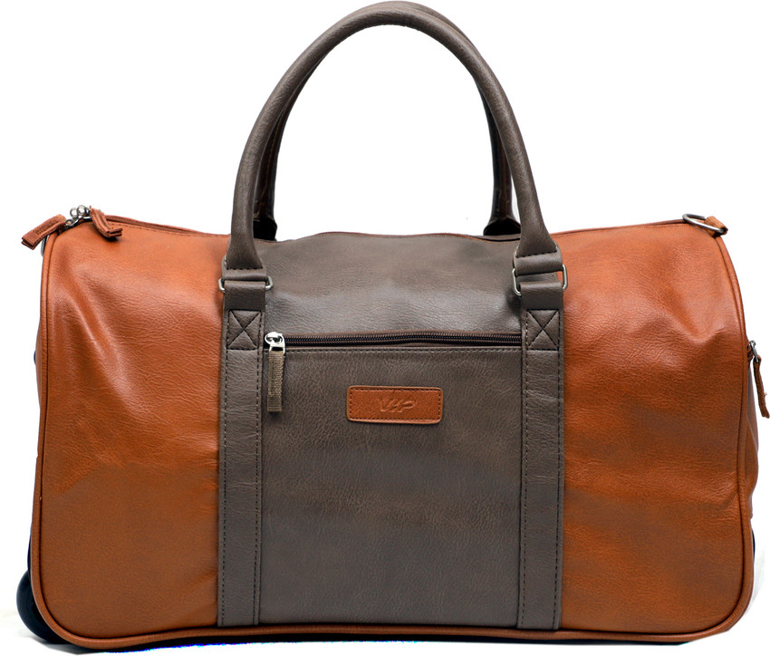 VIP Expandable SMALL CABIN SIZE DUFFEL TROLLEY BAG 52CM Duffel With Wheels Strolley BROWN Price in India Flipkart
