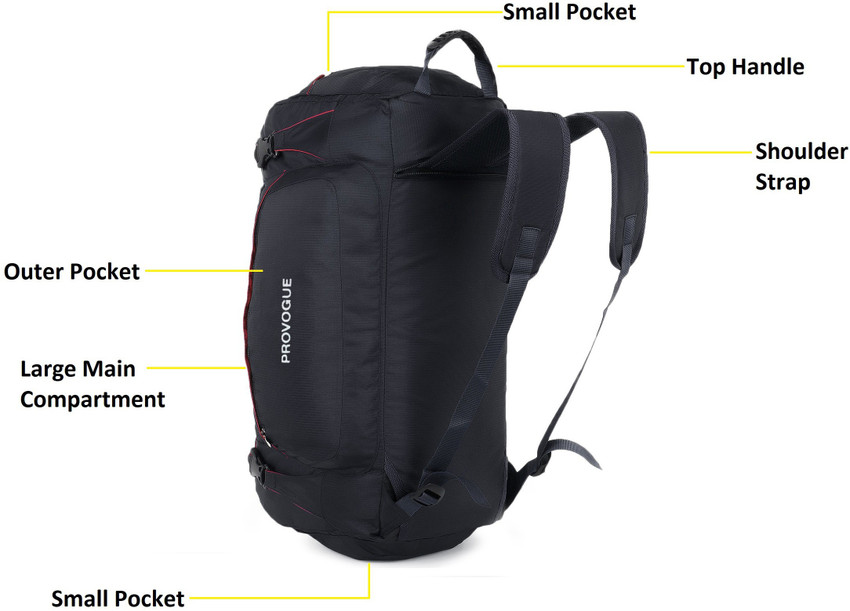 PROVOGUE Expandable Maxis Convertible 3 in 1 Duffel Backpack Sports Bag with Shoulder Straps Duffel Without Wheels Black Price in India Flipkart