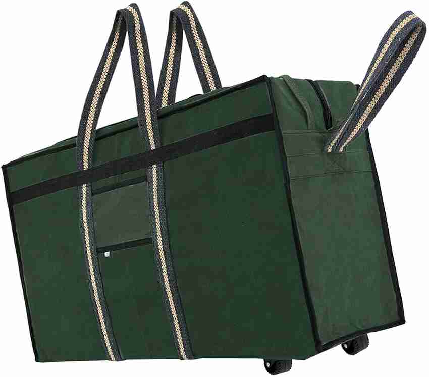 STORITE Expandable Canvas 73 Cm Large Strong Travel Luggage Duffle Storage Bag with Wheels Duffel With Wheels Strolley Green Price in India Flipkart