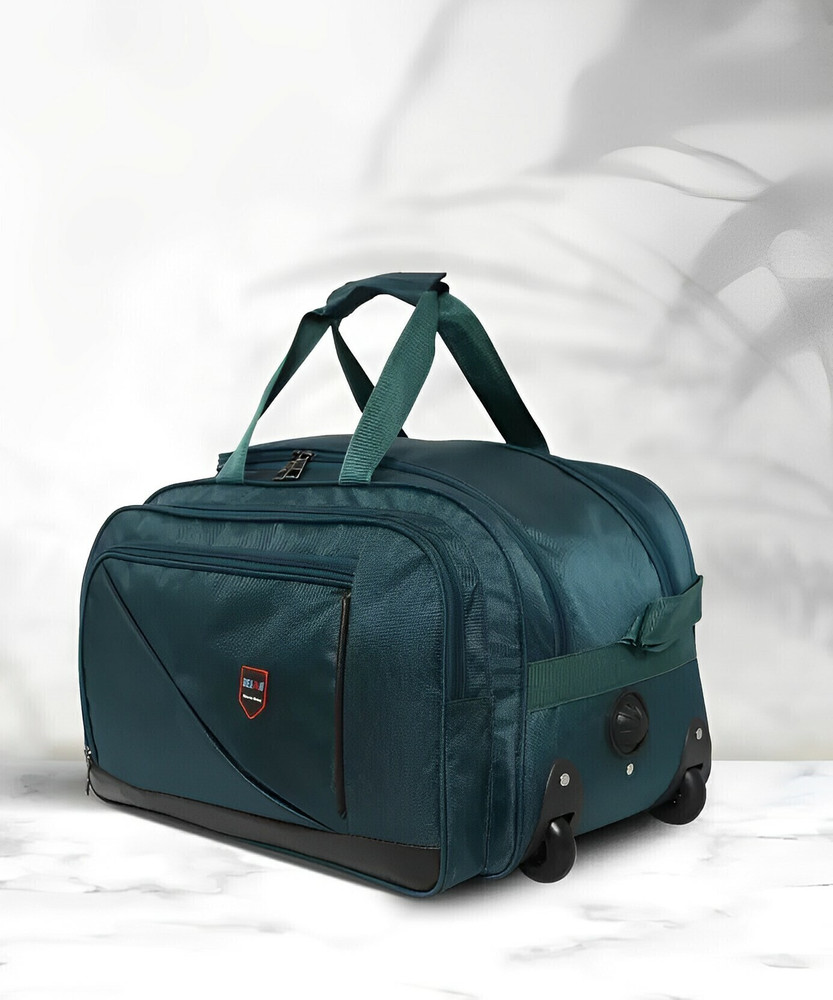 Dejan Expandable Large Size Expandable Duffle Trolley Bag Luggage Bag 24 Inch 60 Cm Bottle Green Duffel With Wheels Strolley Bottle