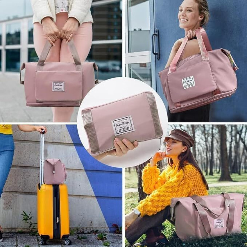 Lavikrafts Expandable Nylon 41 Liter Expandable Travel Bags for Women Duffle Bags Duffel Without Wheels Pink Price in India Flipkart