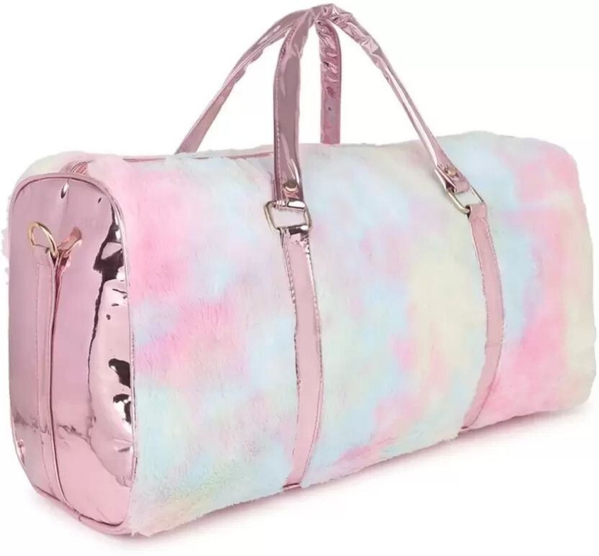 Pink fluffy sales duffle bag