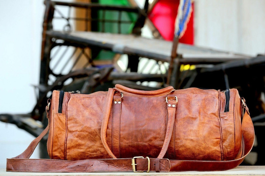 Vintage leather gym bag cheap