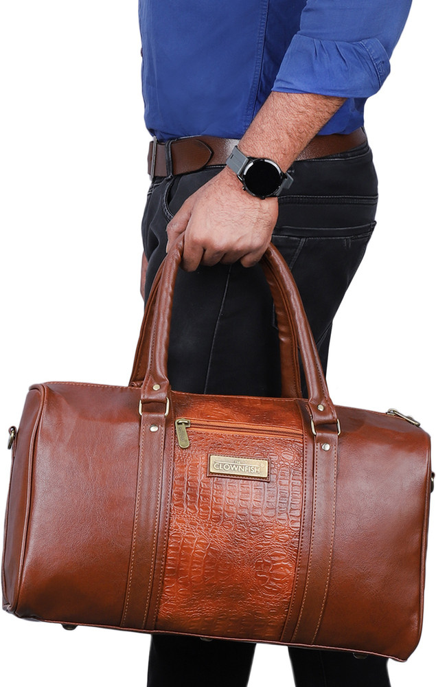 Faux leather duffle deals